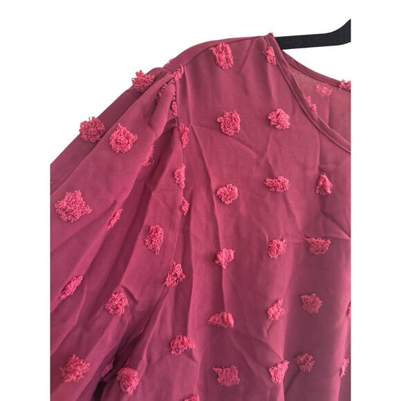 NWT BLOOMCHIC 14 16 Burgundy Tunic Top Balloon Sleeve 3D Flower Poofs #3656 - Picture 2 of 15